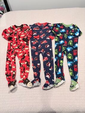 Carter's Red, Navy & Blue Kids One-Piece Footies - 3 Pack